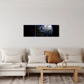 Tablou planetei Pământul (cu ceas) (90x30 cm)
