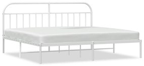 353690 vidaXL Cadru de pat metalic cu tăblie, alb, 193x203 cm