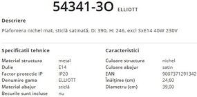 Lustra aplicata design modern 5 brate ELLIOTT 54341-5O GL