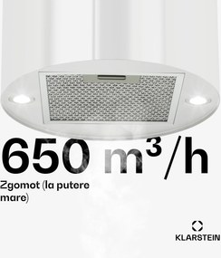 Klarstein Beretta, hota în formă de insulă,  Ø35 cm, recirculație, 650m³/h, LED, alb