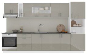 Set Bucatarie Karo V31, Gri Lucios/Alb, MDF, Blat Thermo 28 mm, L 340 cm