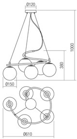Lustră pe cablu VOLLEY 5xE14/28W/230V auriu Redo 01-2719