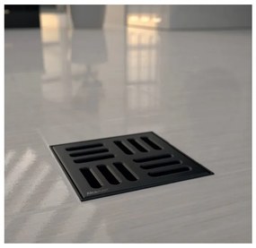 Sifon pardoseala Alca 105 x 105/50 cu iesire laterala si inaltator APV31 negru mat