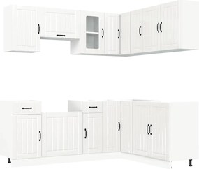 vidaXL Set dulap de bucătărie 11 piese „Kalmar” alb lucios Lemn