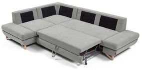 Colțar extensibil AVESTA tapițat, cu spațiu de depozitare, L, stânga, gri