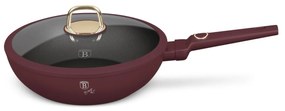 Tigaie wok cu capac Leonardo Collection Berlinger Haus BH 8034, 28 cm, 3.2 litri, antiaderente, strat titan, visiniu mat