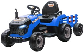 AIYAPLAY Tractor electric pentru copii cu remorcă detașabilă, mașină electrică pentru copii, telecomandă 2,4G, 139x58x55cm, albastru | Aosom Romania