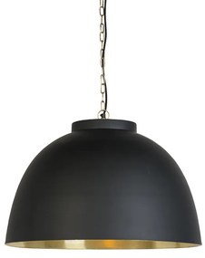 Lampă suspendată neagră cu interior din alamă 60 cm - Hoodi