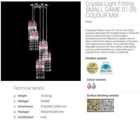 Lustra cu 5 pendule Cristal Bohemia Exclusive SMALL GAME 01-05 COLOUR MIX