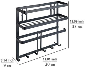 Wenko Raft multifuncțional de bucătărie cu cârlige Gala, 33 x 9 x 30 cm