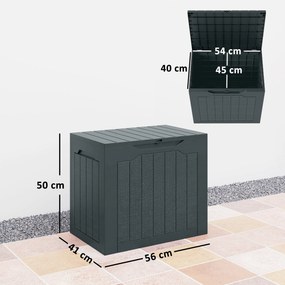 Outsunny Cufăr de Grădină cu Mânere, Container pentru Unelte Impermeabil, 56x41x50 cm, Gri Închis | Aosom Romania