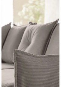 Colțar maro deschis extensibil cu tapițerie din catifea reiată (colț stânga/în formă de "U") Lazy Lukka – Miuform