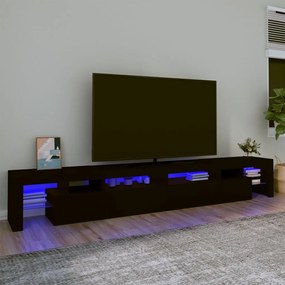 vidaXL Comodă TV cu lumini LED, negru, 260x36,5x40cm