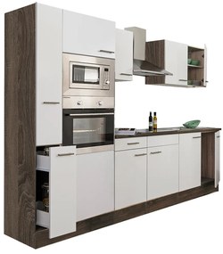 Mobilă de bucătărie Yorki 300, corp din stejar Yorki, cu față alb satinat