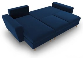 Colțar albastru extensibil, cu spațiu de depozitare cu tapițerie din catifea Kyoto – Cosmopolitan Design