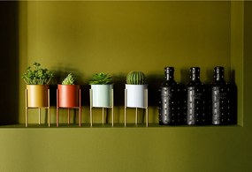 Set 2 ghivece metalice, albastru/neo mentă/auriu, ROZEL SET