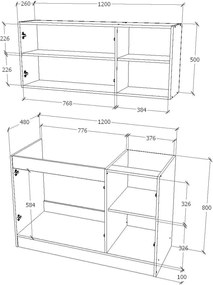 Set Bucatarie Ara, Stejar Artisan/Alb, L 120 cm