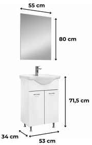 Ruben Prime 55 mobilier de baie complet Alb