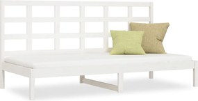 vidaXL Pat de zi fără saltea, alb, 80x200 cm, lemn masiv pin