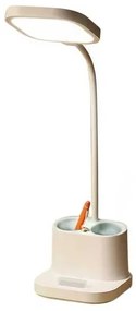 Lampă de masă Platinet 5 W, baterie + pahar + USB, alb