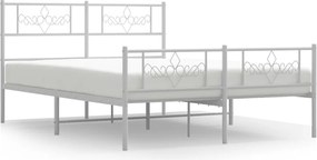 vidaXL Cadru de pat metalic cu tăblie, alb, 120x190 cm