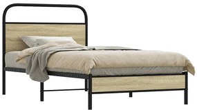vidaXL Cadru pat fără saltea stejar sonoma, 90x190 cm, lemn prelucrat