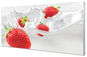 Tablouri pe sticlă lapte cu căpșuni