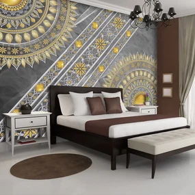 Fototapet - Mandala în argint - în diagonala (152,5x104 cm), în 8 de alte dimensiuni noi