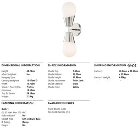 Aplica de perete design modern CORA nichel lucios