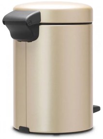 Cos de gunoi cu pedala Brabantia NewIcon 1003195, 3 L, Inchidere lina, Baza antiderapanta, Auriu metalic
