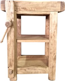 Banc de tamplar, L64 57 H82 cm, natur antic, lemn masiv