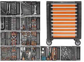 DULAP MOBIL PENTRU UNELTE, 10 SERTARE, 725X927X465 MM, CONTINE 25 SETURI DE UNELTE, 386 ELEMENTE, RI