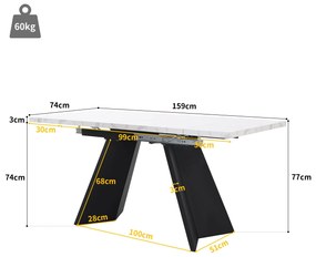 Masă de luat extensibilă, Alb+Negru | Aosom Romania