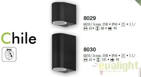 Aplica dubla de perete exterior finisaj negru, IP44 Chile 8030 RX