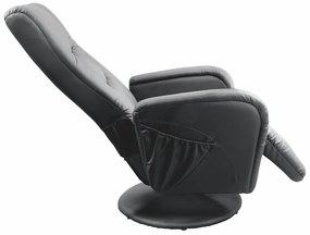 Fotoliu recliner cu functie de masaj Pulsar piele ecologica negru H106 cm