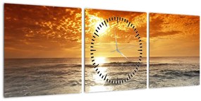 Tablou cu apus de soare din Corsica (cu ceas) (90x30 cm)