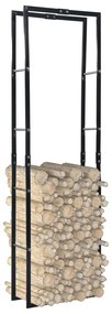 vidaXL Rastel pentru lemne de foc, negru, 60x25x200 cm, oțel