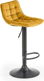 Scaun bar H95, galben mustar - Bluvel 68/negru, stofa catifelata/metal