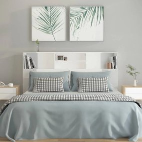 Tăblie de pat cu dulap, alb extralucios, 160x19x103,5 cm