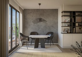 Masă de sufragerie Mulnu (gri deschis + Negru) (pentru 4 până la 6 persoane). 1055225