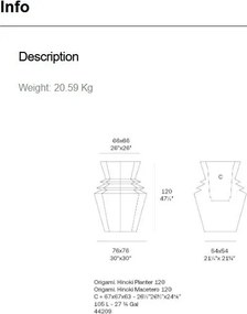 Ghiveci plante design decorativ modern exterior/interior ORIGAMI Hinoki 76x76x120cm