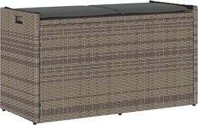 vidaXL Bancă de depozitare în aer liber cu pernă gri 100 cm polirattan