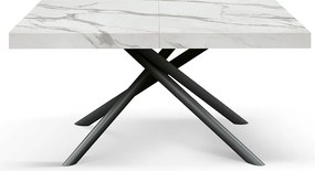 Masa extensibila Menego, blat ALB MARMORAT - 140 CM / 90 / H 77 - NEGRU