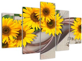 Tablou - Flori strălucitoare de floare soarelui (150x105 cm)