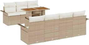 vidaXL Set de canapele pentru grădină 8 pcs Bej Rattan poli