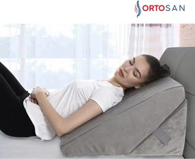 Perna sprijin, inclinata, reglabila de la 22 la 30 cm, spuma cu memorie, lavabila la masina, catifea, Gri
