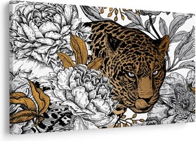 Tablou - Leopard între flori (90x60 cm)