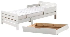Pat pentru copii alb reglabil din lemn de pin cu spațiu de depozitare cu saltea/cu somieră Jumper – Vipack