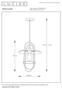 Lustră pe cablu MASSON 1xE27/40W/230V galbenă Lucide 74309/01/34