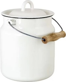 Bidon de lapte vintage din oțel emailat, alb offwhite, Ø16×H22,5 cm, 3L, „Emil's Enamel"